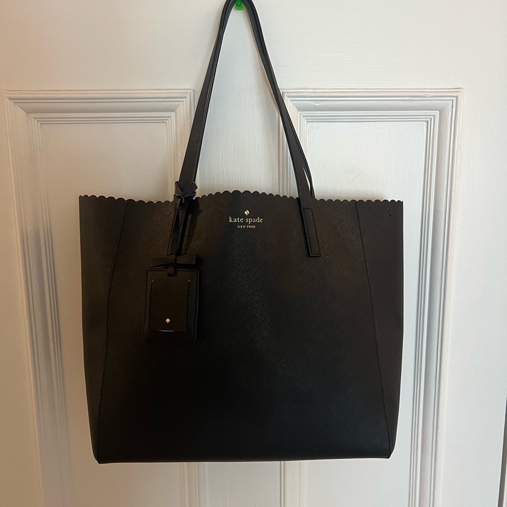 Kate Spade Black Tote with Scalloped Trim